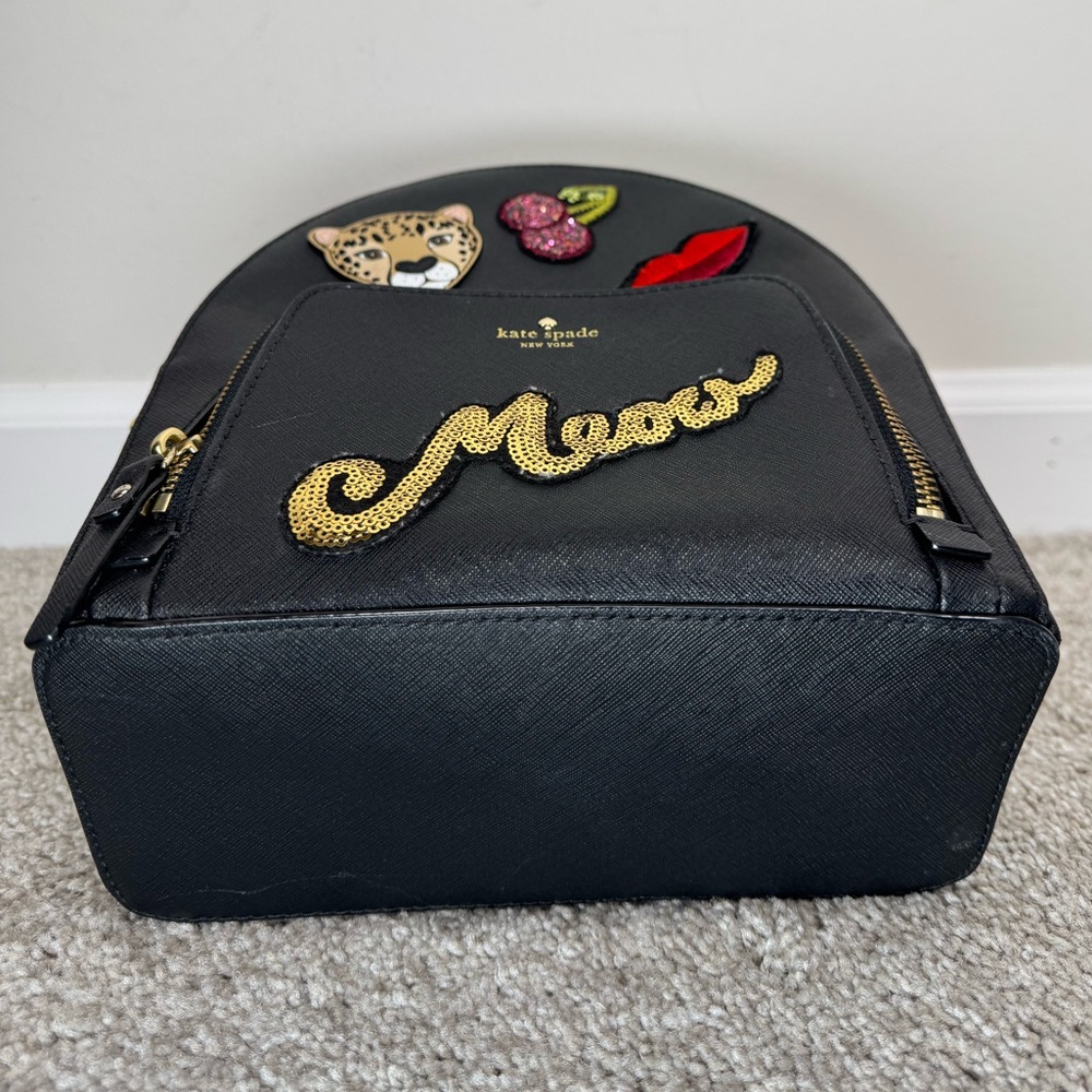 Kate Spade Meow Run Wild Leopard Tomi Backpack Black Gold Multi WKRU5375 - Picture 7 of 9